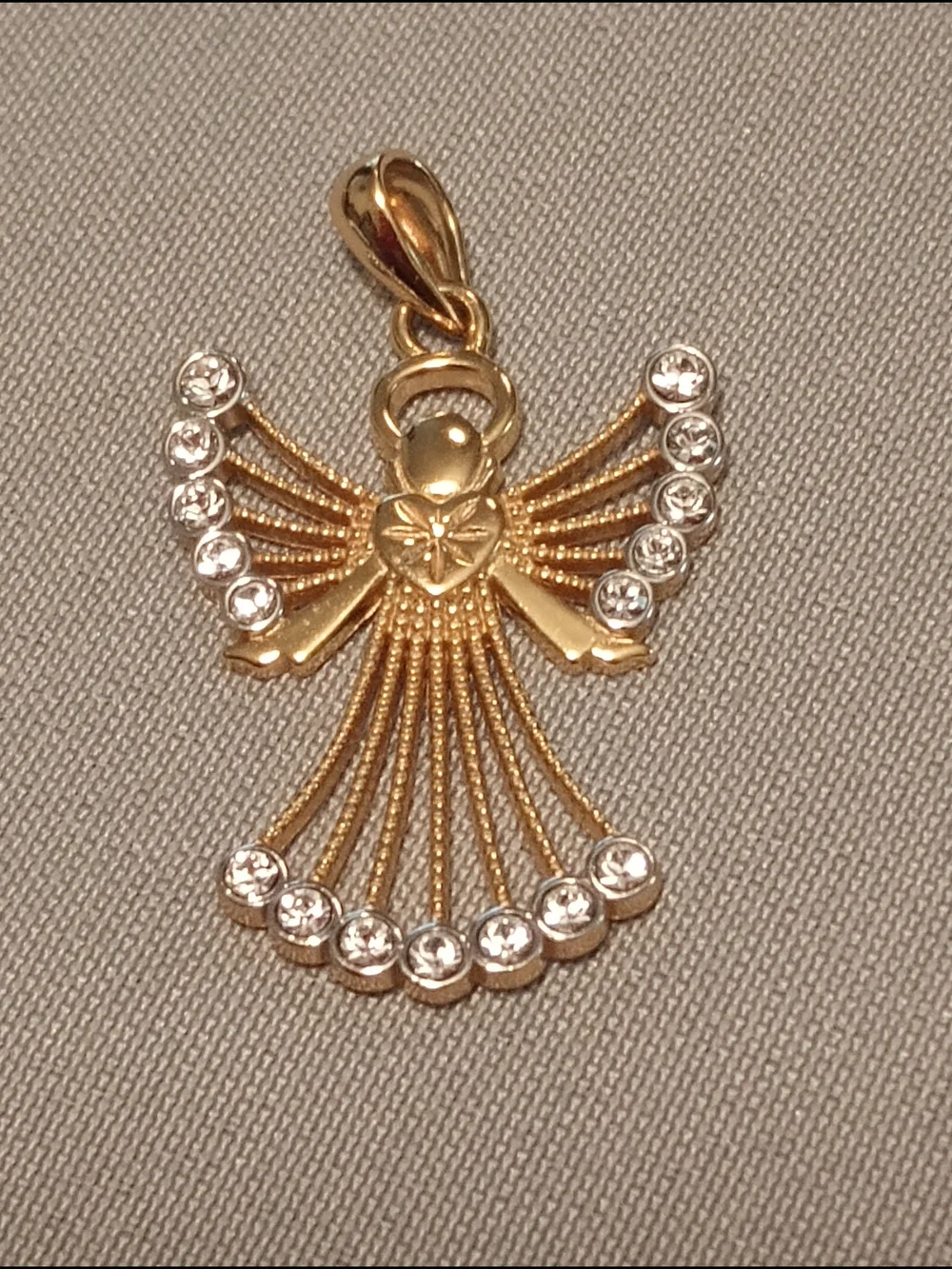 Sterling Silver Angel With Crystals Pendant 18KGP